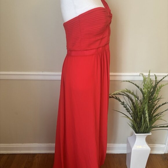 NWT BCBG Maxazria Size 8 Jamille One Shoulder Maxi Dress Chiffon Red Berry - Picture 5 of 7